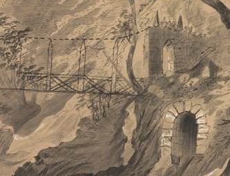 Deatil of view of the Hermitage, Tollymore, Co. Down, by Emily Charley, 1854