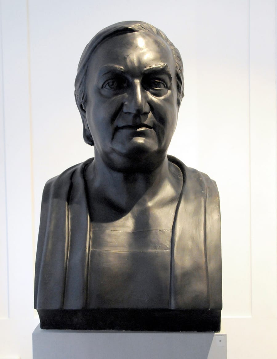 Photography of a bust of James Stirling by Celia Scott, 1983