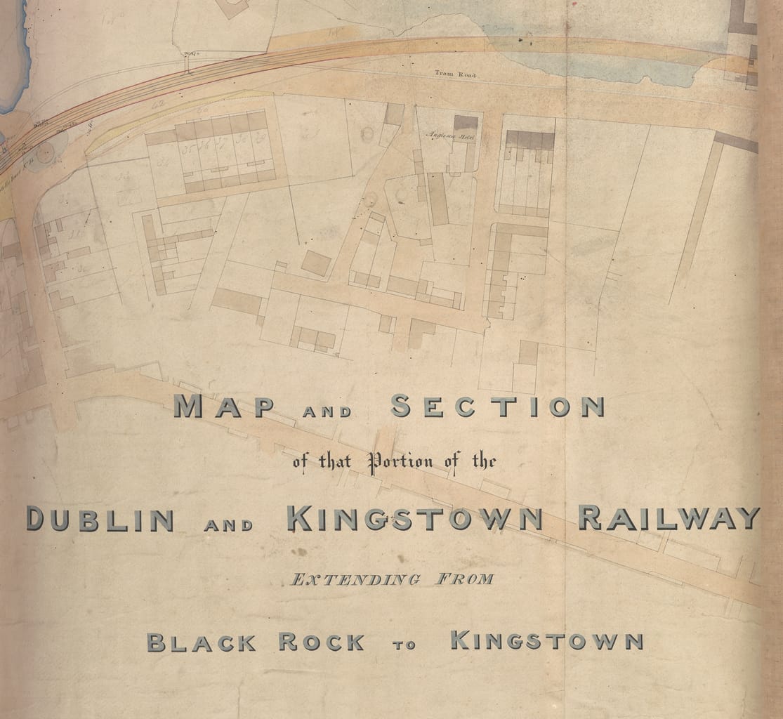 Deatil form map of proposed Dublin to Kingstown Railway, c. 1830, Iarnród Éireann Drawings Collection