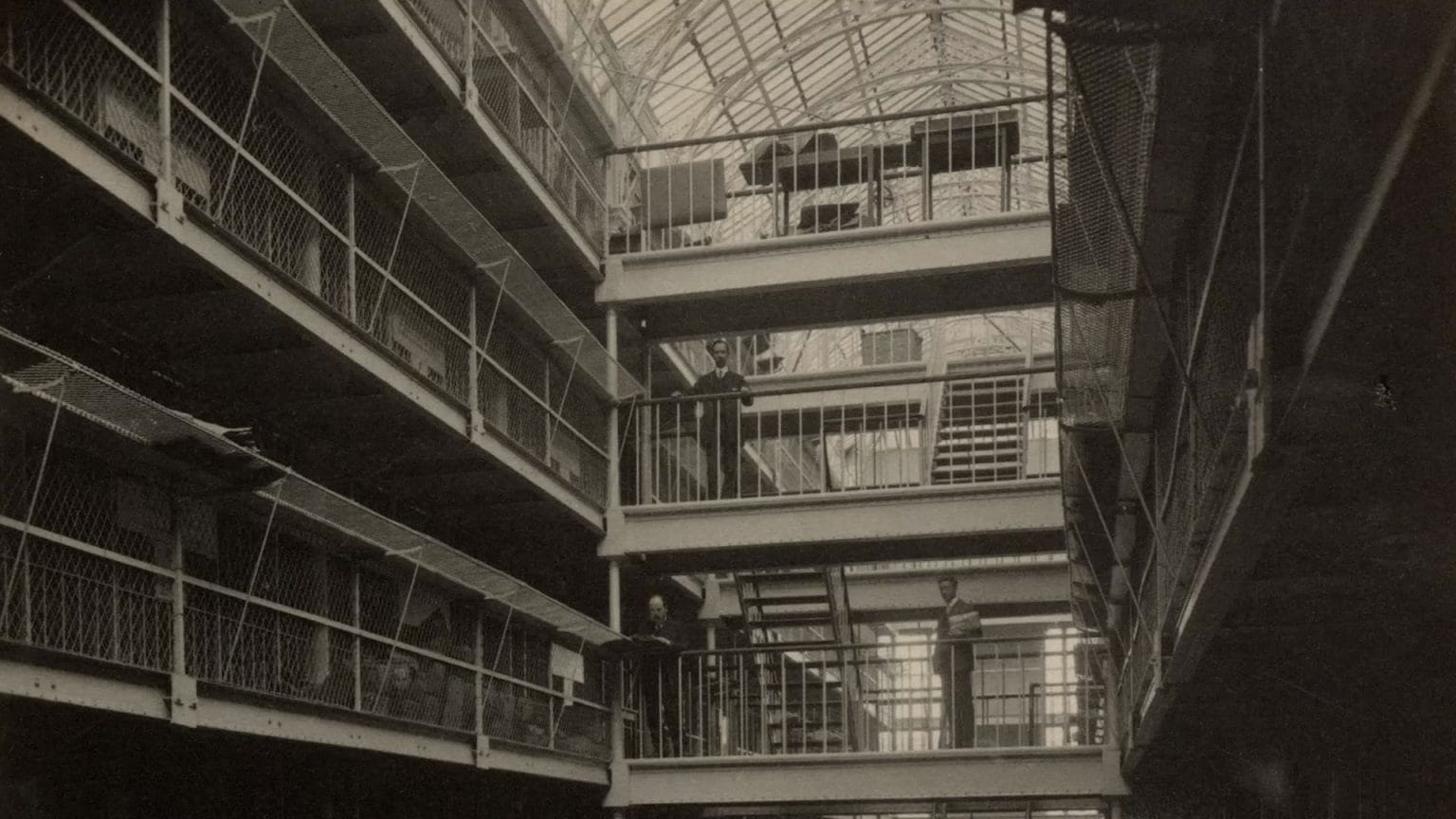 Photograph of the interior of the Record Treasury building, Public Records office of IReland, from the Mills Album in the national Archives of Ireland, 1914