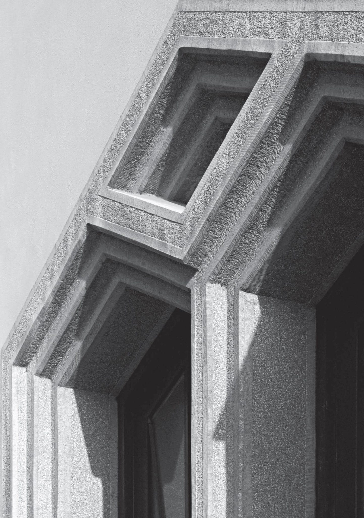 Black and white photograph of Cubist window detail.