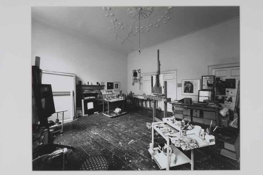 Photograph of the interion of and artists studio.
