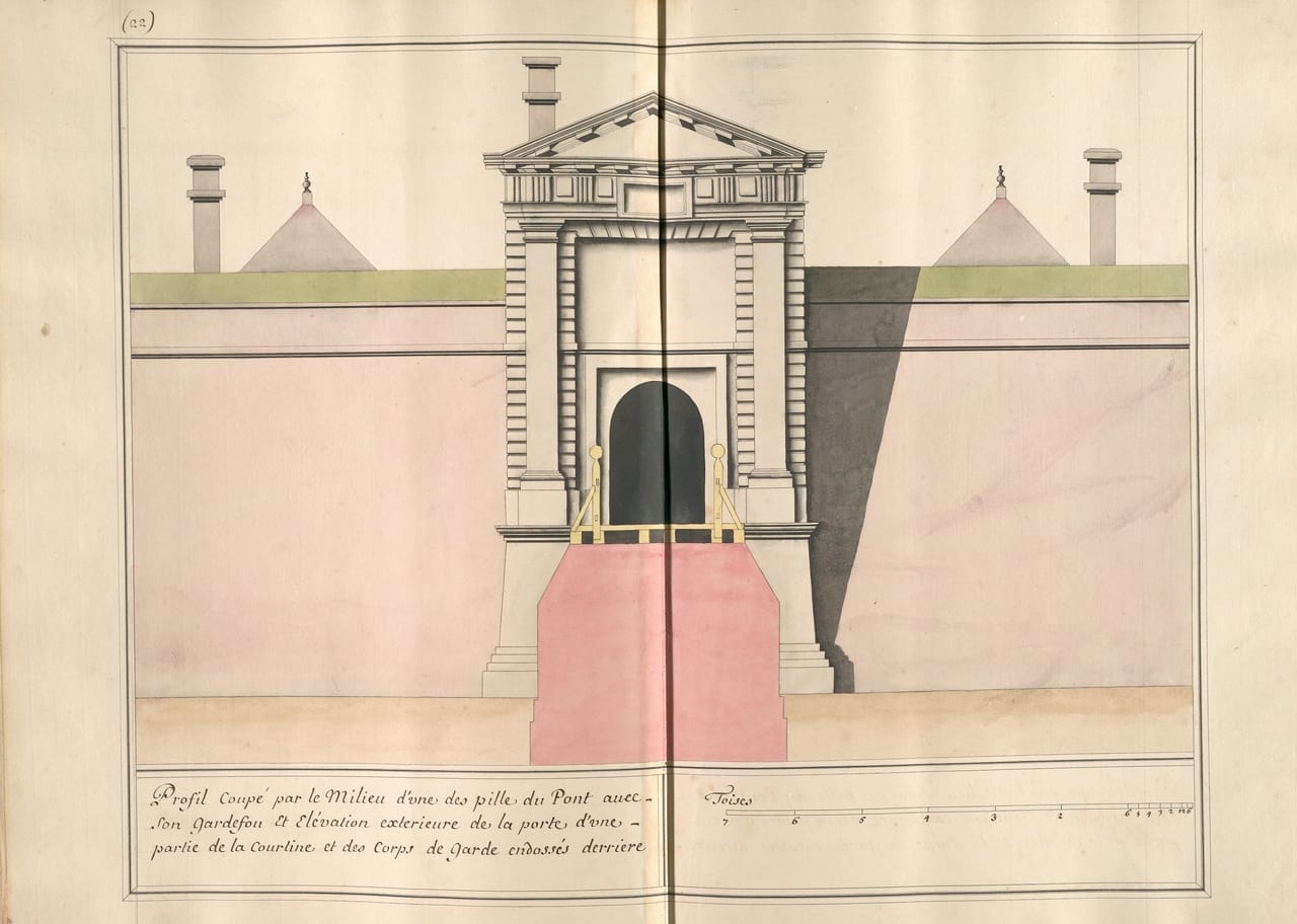 Page form a treatise on military architecture presented by Jacques Wibault to James, Duke of Ormond, and dated 25 May 1701.
