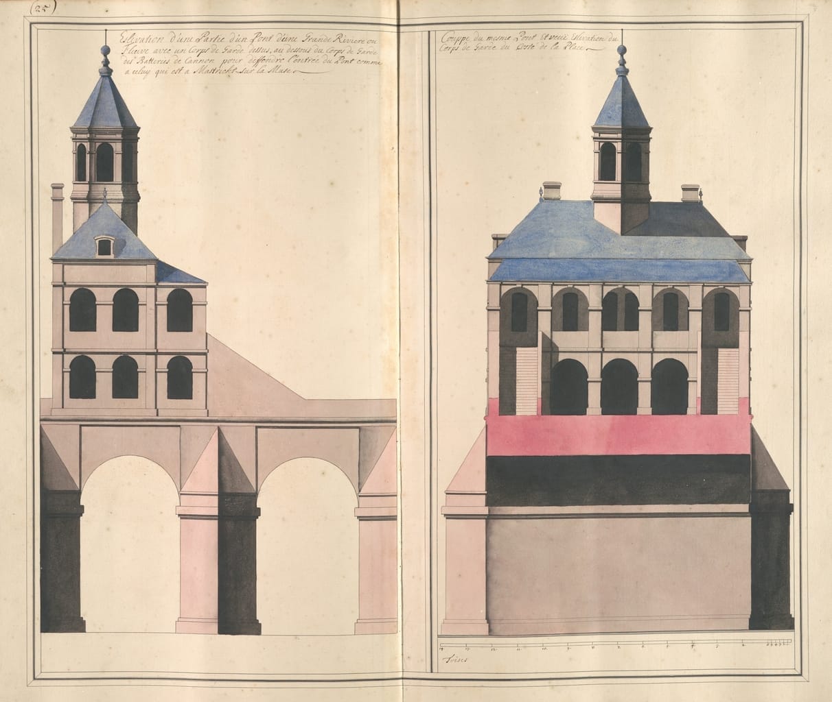 Page form a treatise on military architecture presented by Jacques Wibault to James, Duke of Ormond, and dated 25 May 1701.