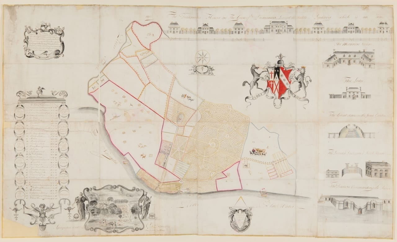 Dromana Estate Map from 1751 by Henry Jones.