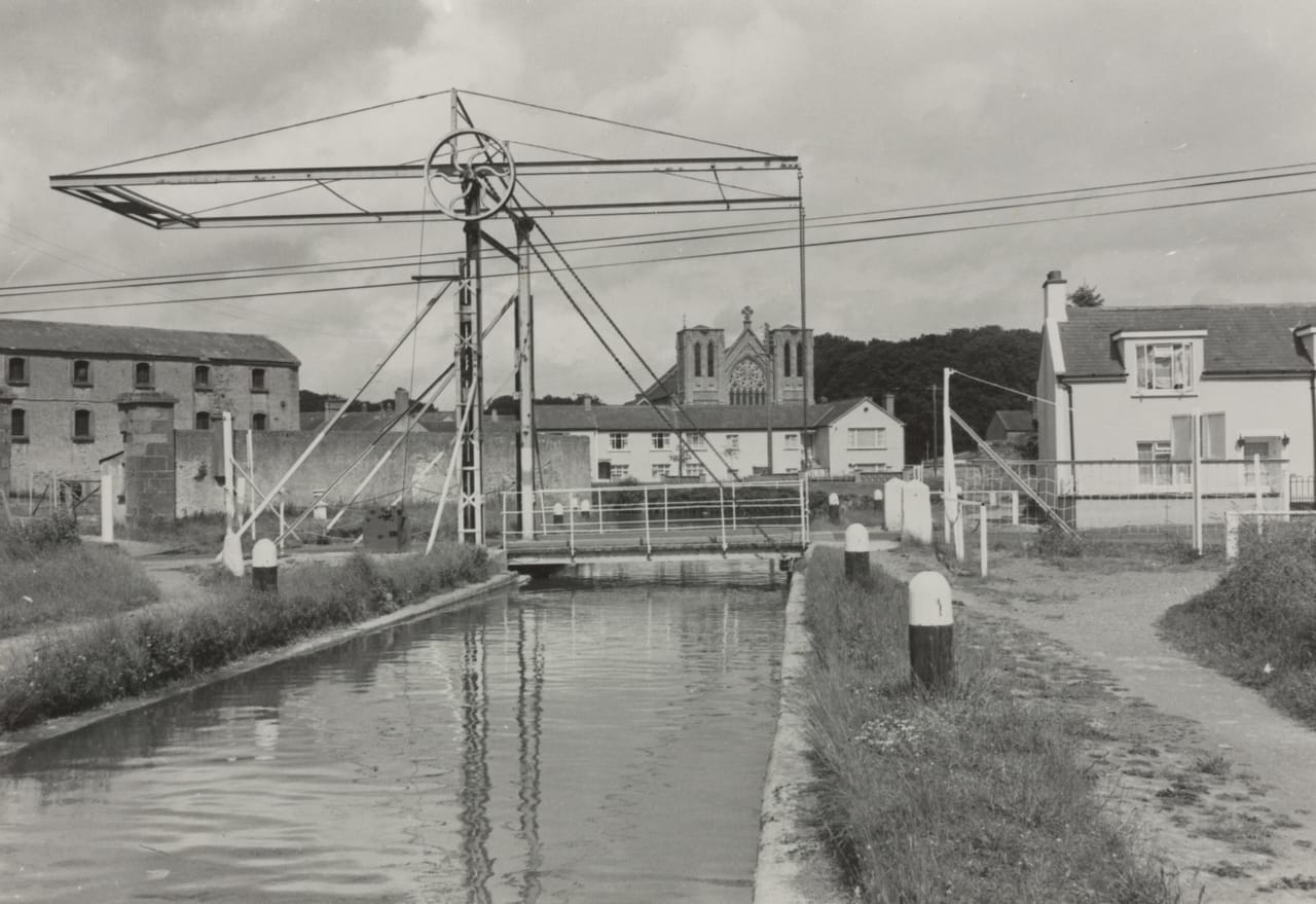 Photograph of a rrawbridge on Grand Canal at Monasterevin, Co. Kildare, taken in 1978.