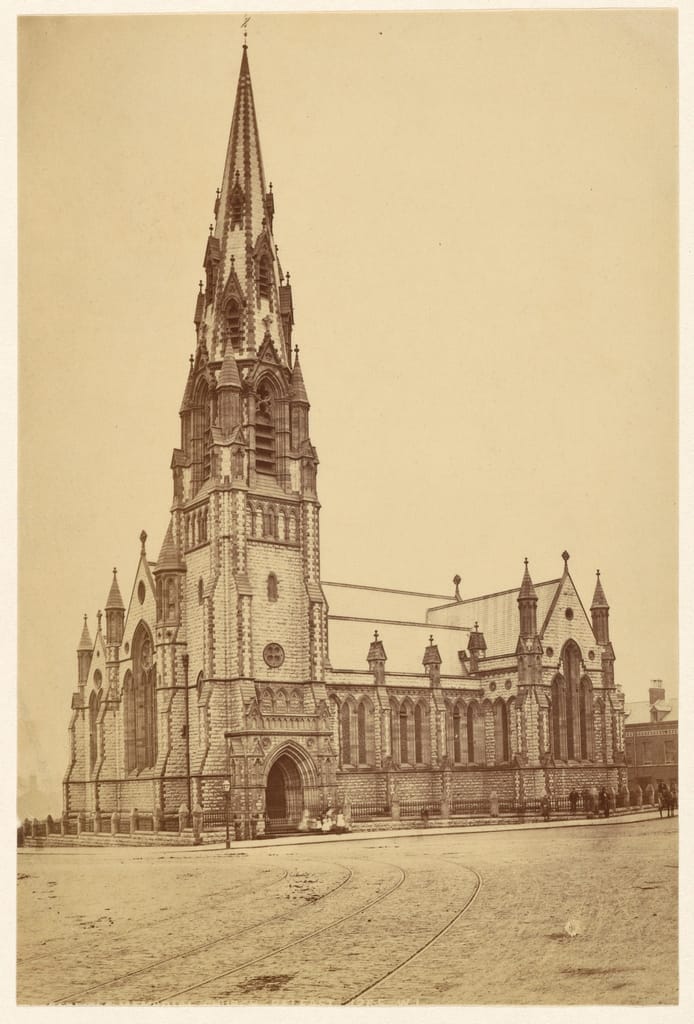 An old postcard showing Carlisle Methodist Church, Belfast, in about 1900.
